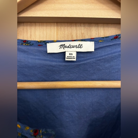 Madewell Maxi Blue Floral Tiered Ruffle Dress with Tie Sleeves, XS. EUC - Picture 5 of 9